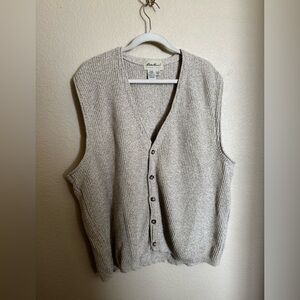 Vintage Eddie Bauer‎ Knit Cardigan Sweater Vest Sz Large Tall Oat Grandpacore
